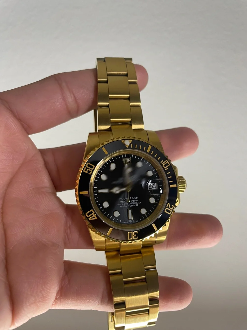 Gold-Tone Submariner Style Men's Watch with Black Dial